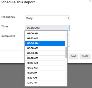 Choose the time of day that your report arrives.