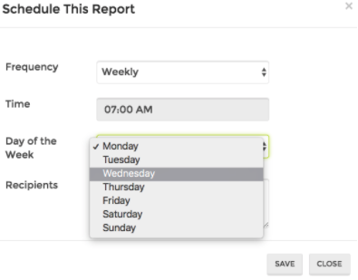 Set up your reports weekly, choosing the time and day.