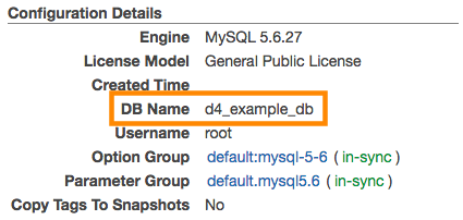 MySQL RDS DB Name